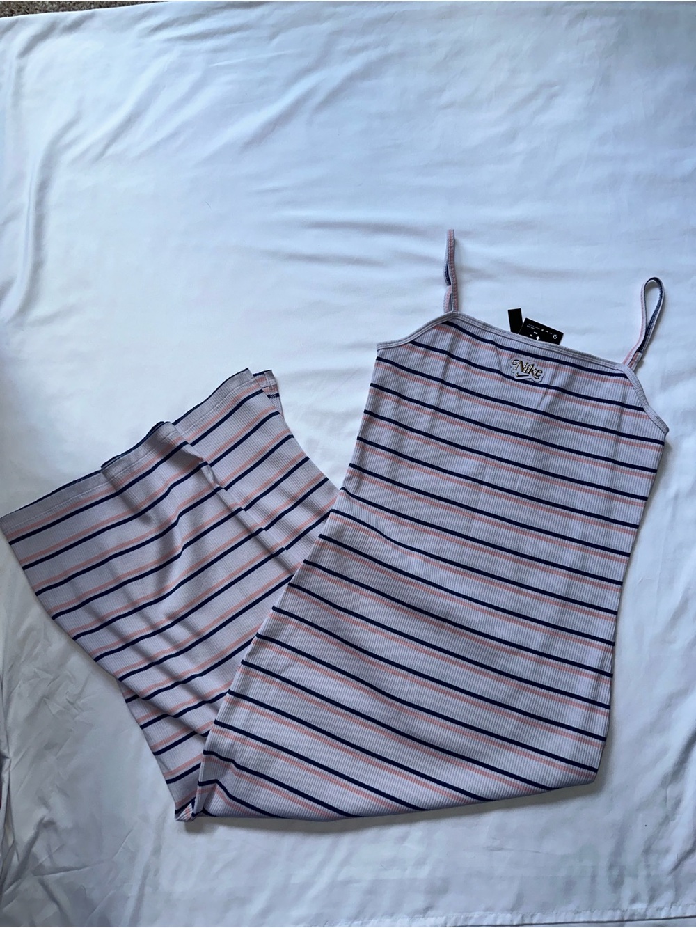 Nike Lavender, White and Navy Striped Ribbed Dress